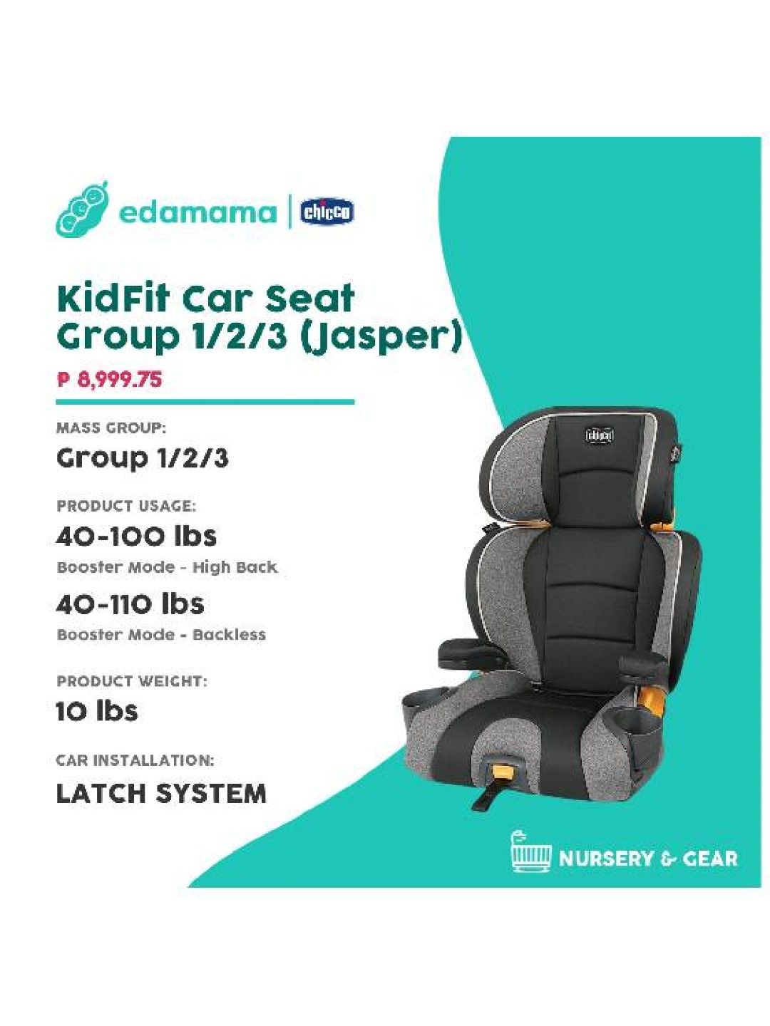 Chicco KidFit Car Seat Group 1 2 3 Jasper edamama